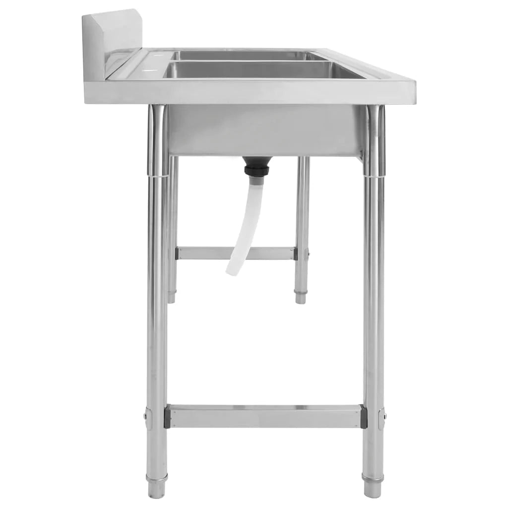 Lavello da cucina professionale a doppia vasca 120 x 60 cm in acciaio inox 02_0002332