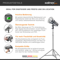 Flash fotografico a batteria Mover 400 TTL, 400 W 1/10000 s, con attacco sagomatori luce, per studio fotografico