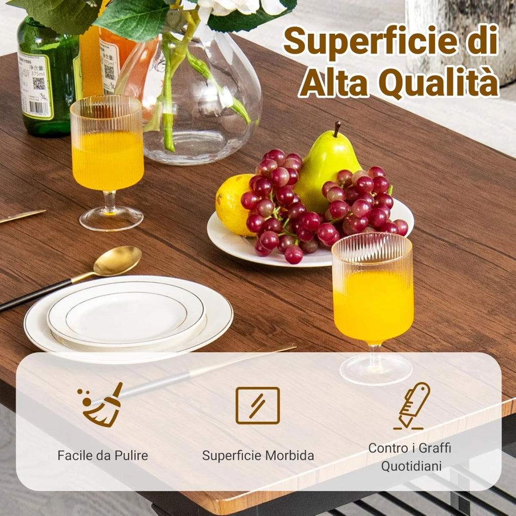 Set Tavolo e Sedie da Pranzo 4 Pezzi, Tavolo da Pranzo con 2 Sedie e 1 Panca, Set Mobili da Cucina Salvaspazio con 4 Posti, per Cucina, Sala da Pranzo e Soggiorno (Marrone)