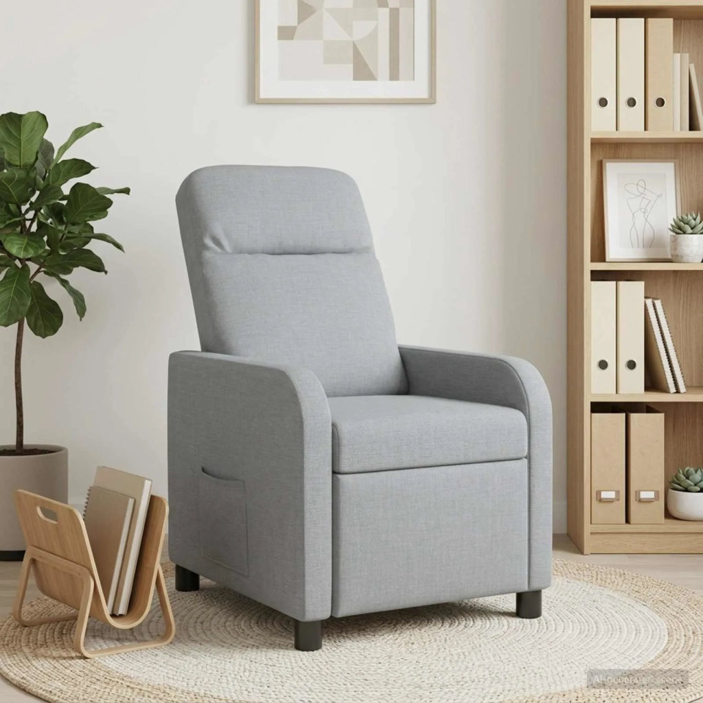 Divano Sedia-Poltrona reclinabile Grigio Chiaro Tessuto 343565