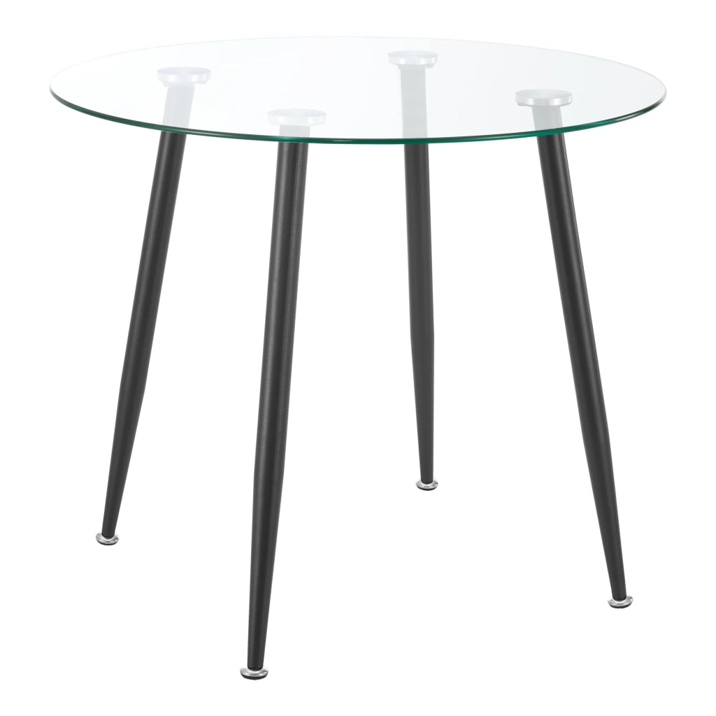 Tavolo da pranzo rotondo in vetro temperato e acciaio 75 x 87 cm nero trasparente 03_0008707
