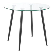 Tavolo da pranzo rotondo in vetro temperato e acciaio 75 x 87 cm nero trasparente 03_0008707