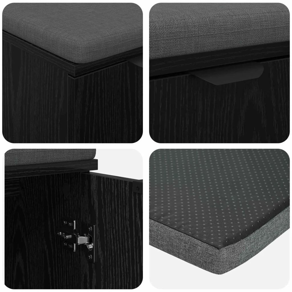 Panca per ingresso con cuscino-Sgabello-Panca da Corridoio Rovere Nero 60 x 38 x 46 cm 225994