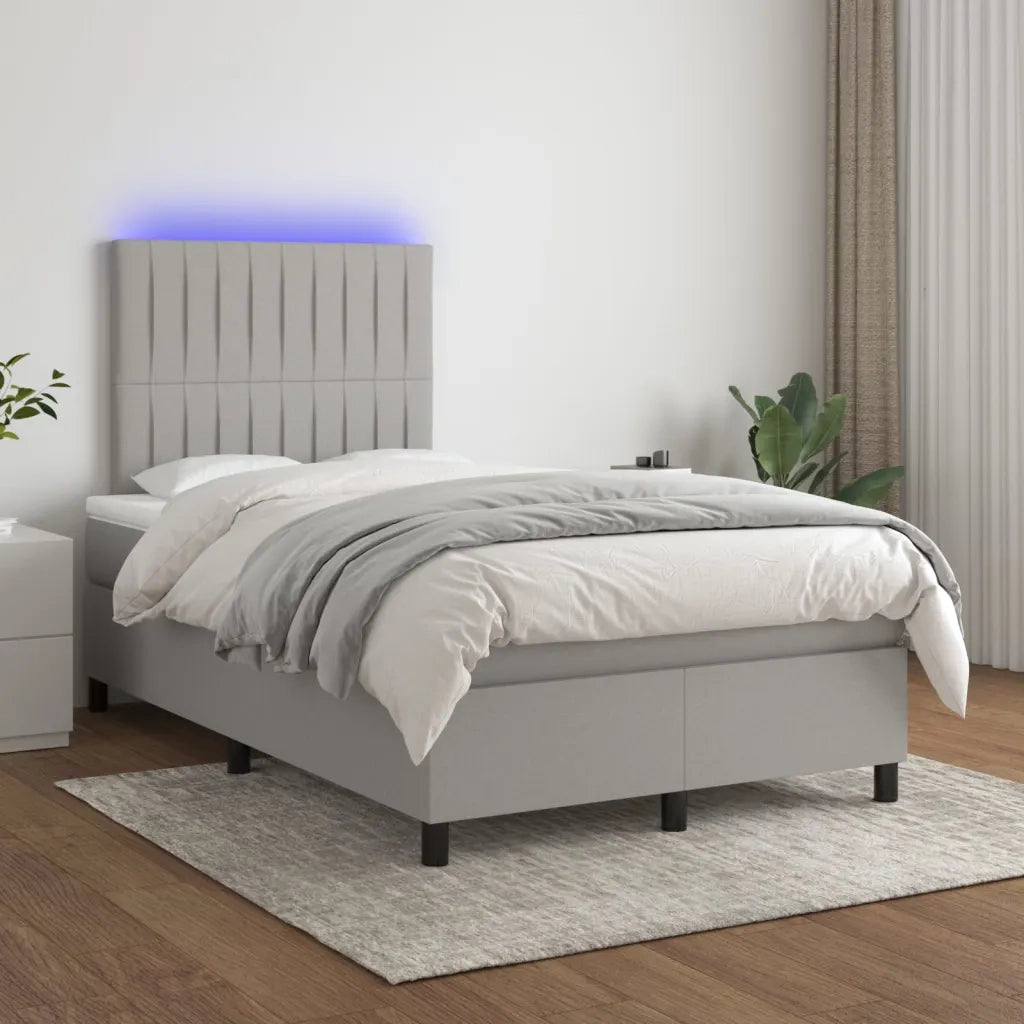 Letto a Molle Materasso e LED Grigio Chiaro 120x200 cm Tessuto cod mxl 64671