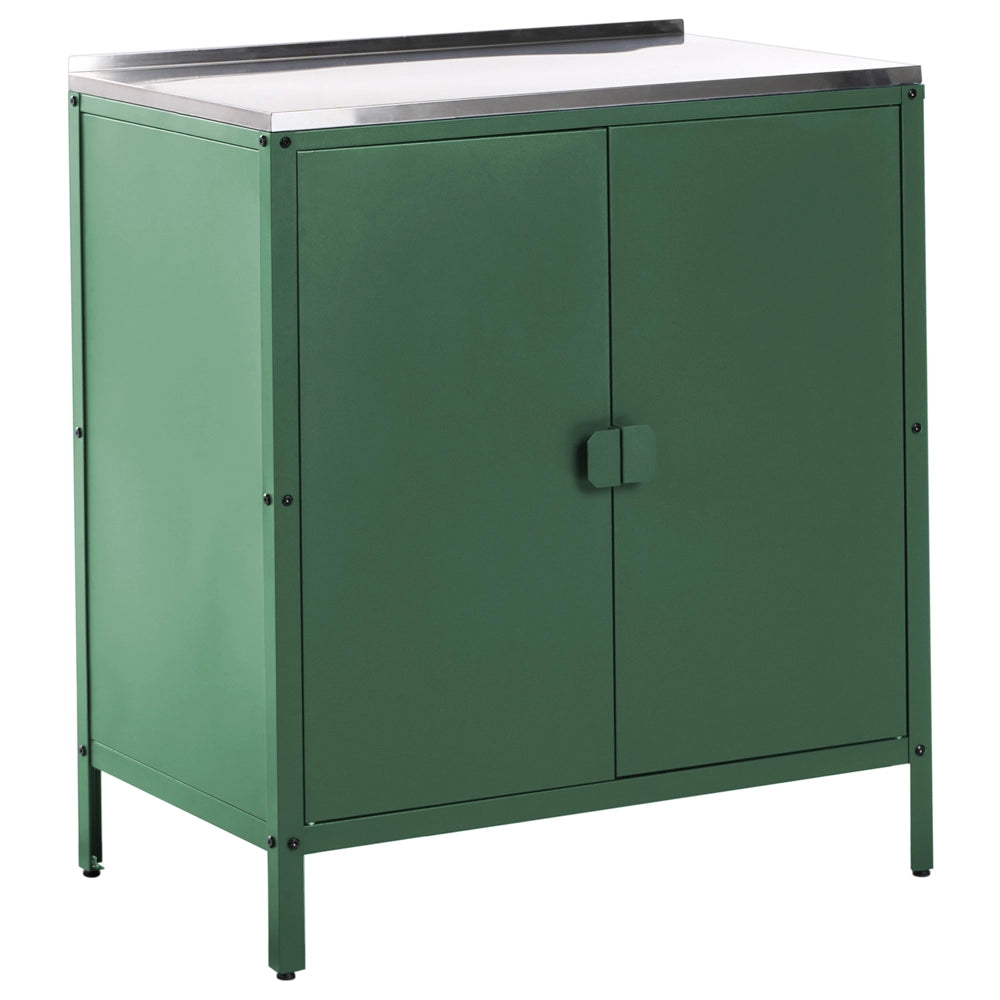 Set di cucina da esterno 2 elementi in acciaio inox verde 2 armadietto e lavello a leva cucina esterna