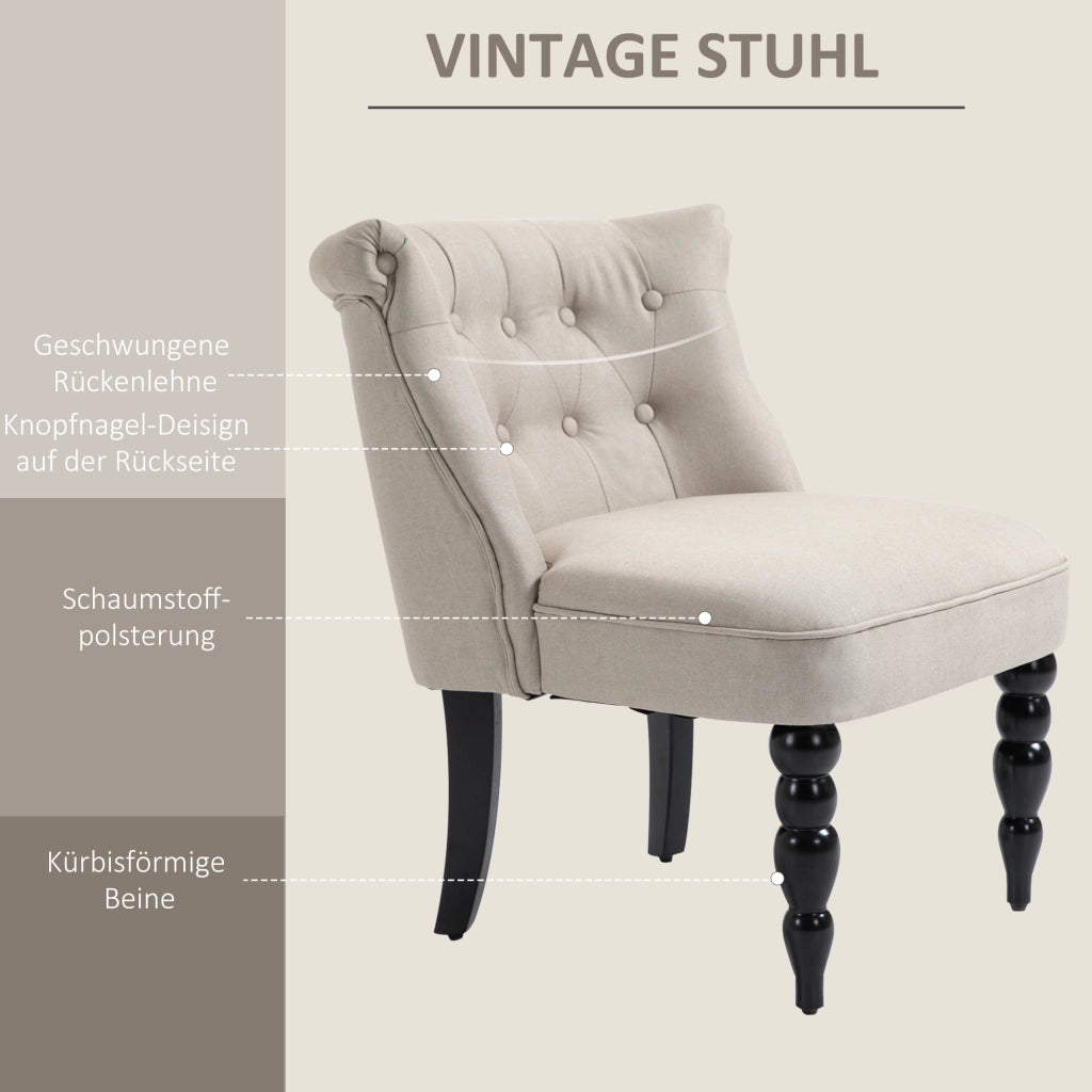 POLTRONA Vintage 67x67x78 cm in lino Beige