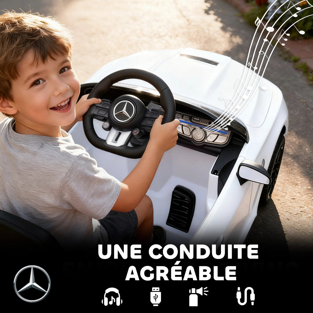 Auto elettrica Mercedes AMG CLE 53 ¨C Xylo ¨C 12V bianco 99x55x43cm