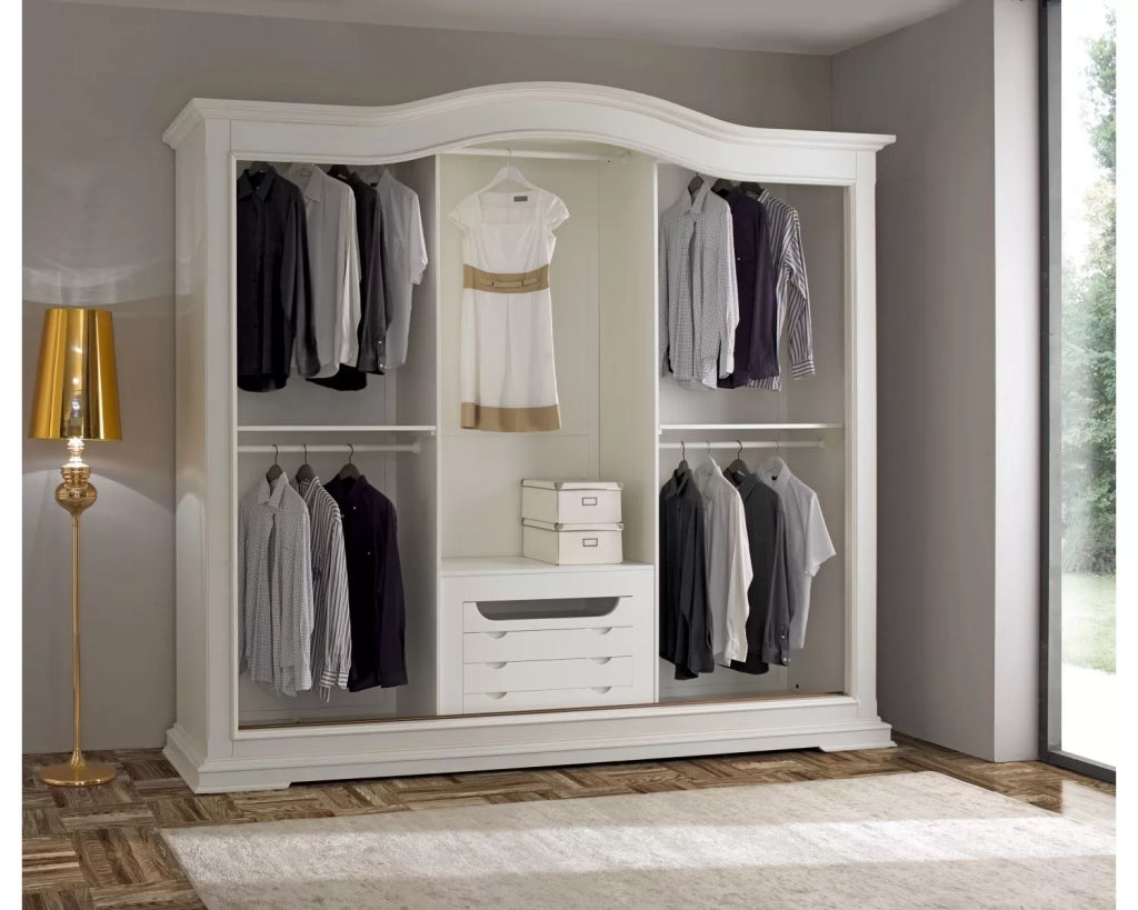 Armadio classico legno bianco 3 porte scorrevoli  294x68x265 - Mobili 2G
