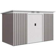 RIPOSTIGLIO DA GIARDINO IN ACCIAIO CON 2 PRESE D'ARIA E 2 PORTE SCORREVOLI, 280X130X172 CM, GRIGIO CHIARO