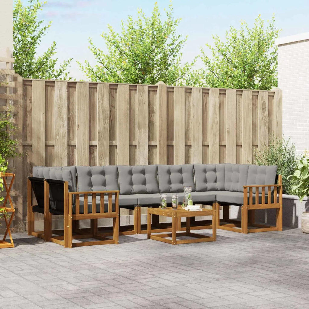 Set di divani da esterno 8 pcs Grigio Naturale e Chiaro