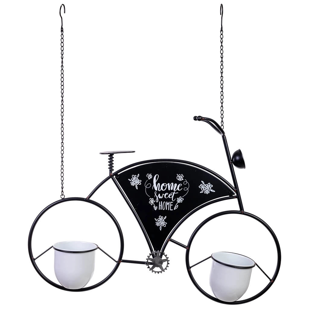 Bicicletta decorativa in metallo con due cestini 85x22x98h cm