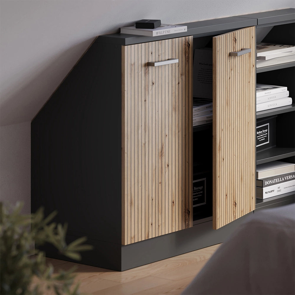 Mobile sottotetto Rion Rovere artigianale/Antracite con 2 porte Vicco