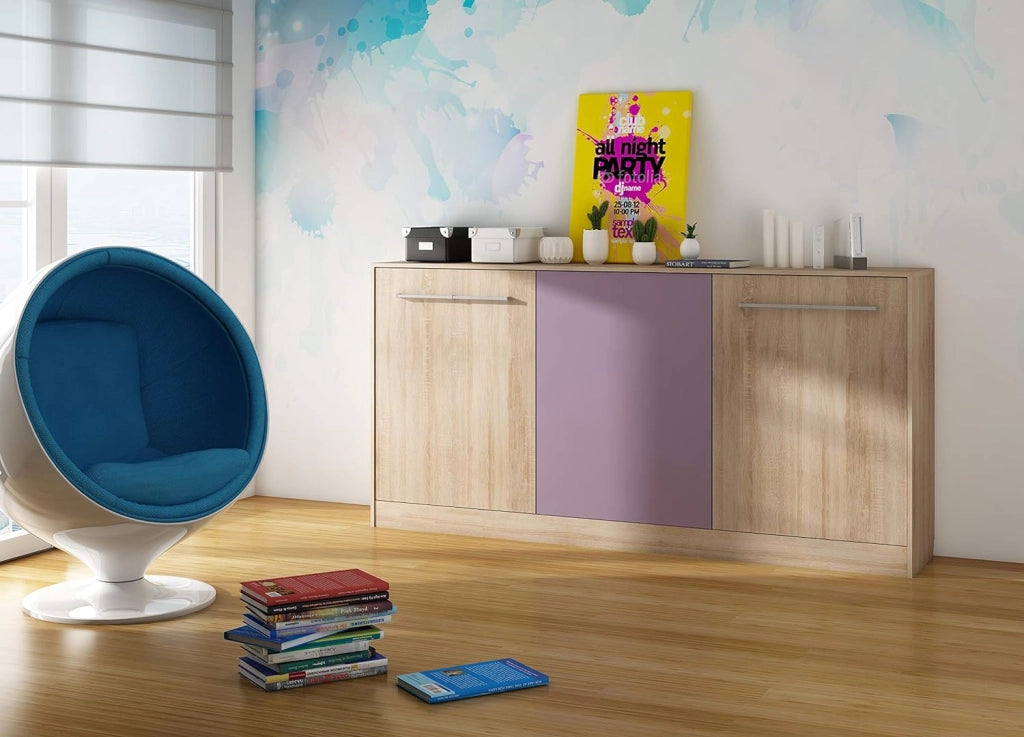 Mobile con Letto Pieghevole Integrato Roger cm 212x40x113h rovere viola