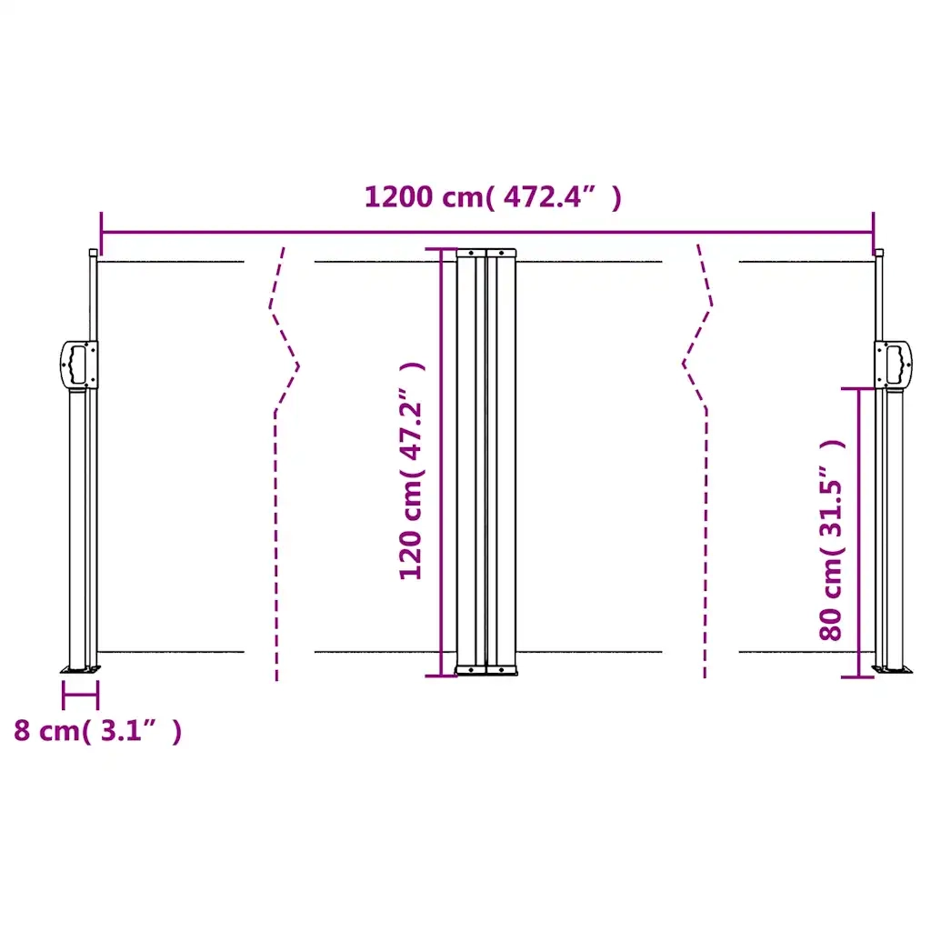 Tenda da Sole Laterale Retrattile Antracite 120x1200 cm