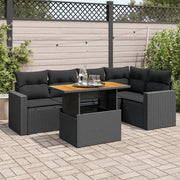 vidaXL Set Divano da Giardino 6 pz con Cuscini Nero in Polyrattan