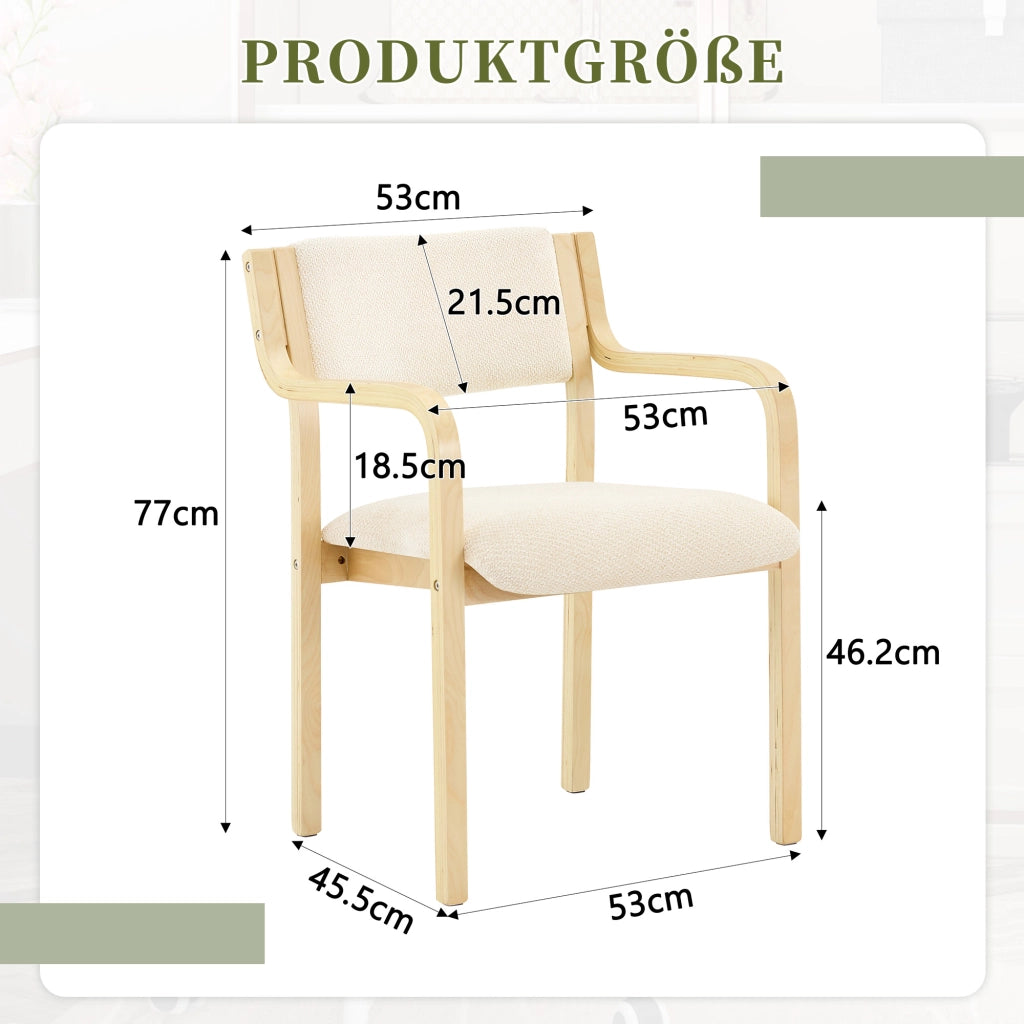 SEDIA da pranzo Set da 2 pezzi in legno e tessuto Teddy bianco, stile scandinavo