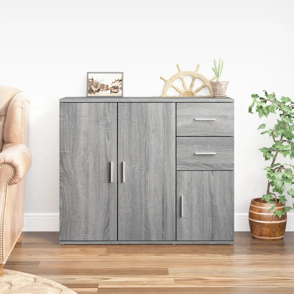 Credenza Grigio Sonoma 91x29,5x75 cm in Legno Multistrato 823275