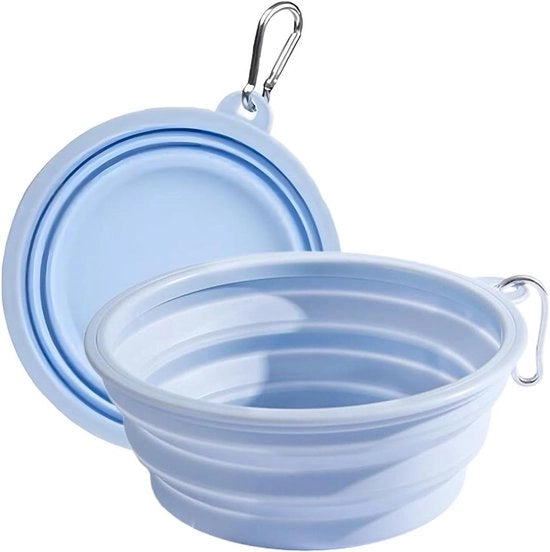 Piatto da viaggio pieghevole con carabiner per gatti e cani - Pannello di irrigazione portatile per animali domestici 350ml