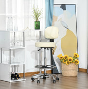 Sgabello da bar 56x57x104-127 cm regolabile con rotelle in acciaio beige