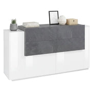 Madia Ashi, Credenza 2 Ripiani Made in Italy, 160x45x86h cm Bianco Lucido