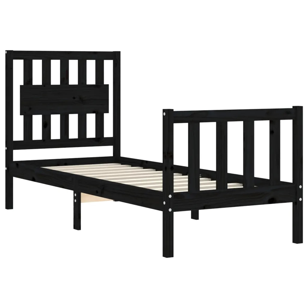 Giroletto con Testiera Nero Small Single in Legno Massello 3192390