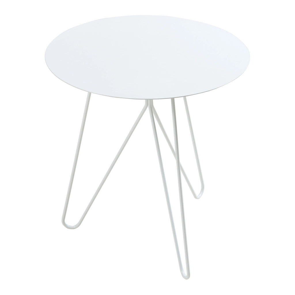 Tavolino Nopimi con Piano Rotondo e Gambe a Forcina 45 x Ø43 cm - Bianco Opaco [en.casa]
