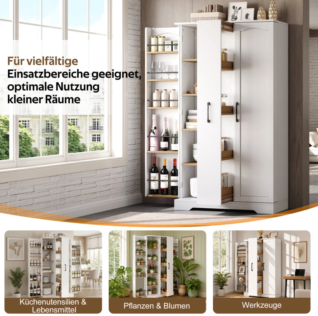 Armadio da cucina in MDF bianco con ripiani portaspezie