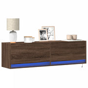 Mobile TV a Parete con Luci LED Rovere Marrone 140x31x38 cm 852375
