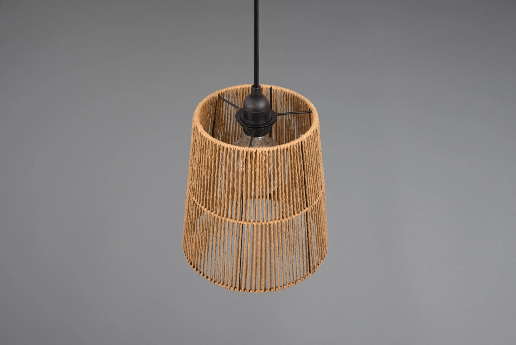 Lampada a sospensione boho marrone carta HOLM E27 RL