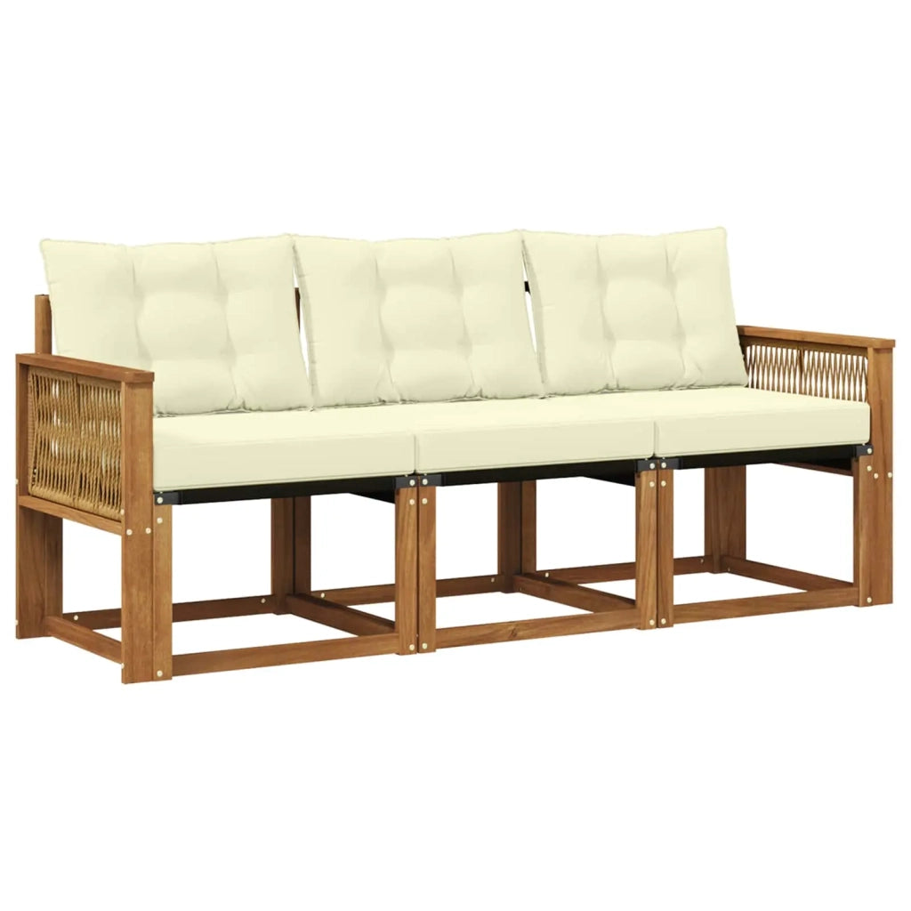 Set di divani da esterno con cuscino 3 pcs Naturale e Crema