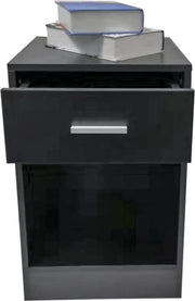 Comodino - cassettino con porta e cassetto apribile - 60 cm alto - nero