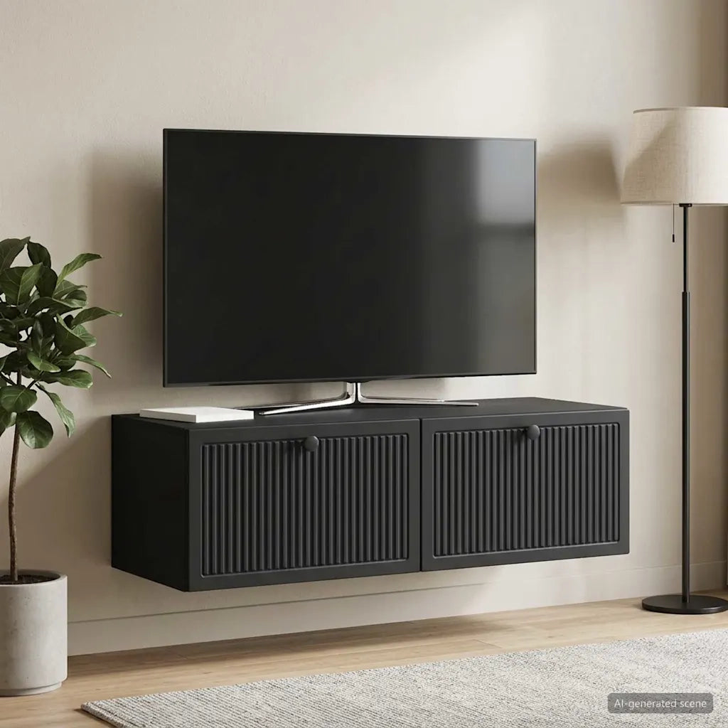 Mobile Porta TV da Muro Montaggio a parete Nero 98 x 41 x 30 cm 898016