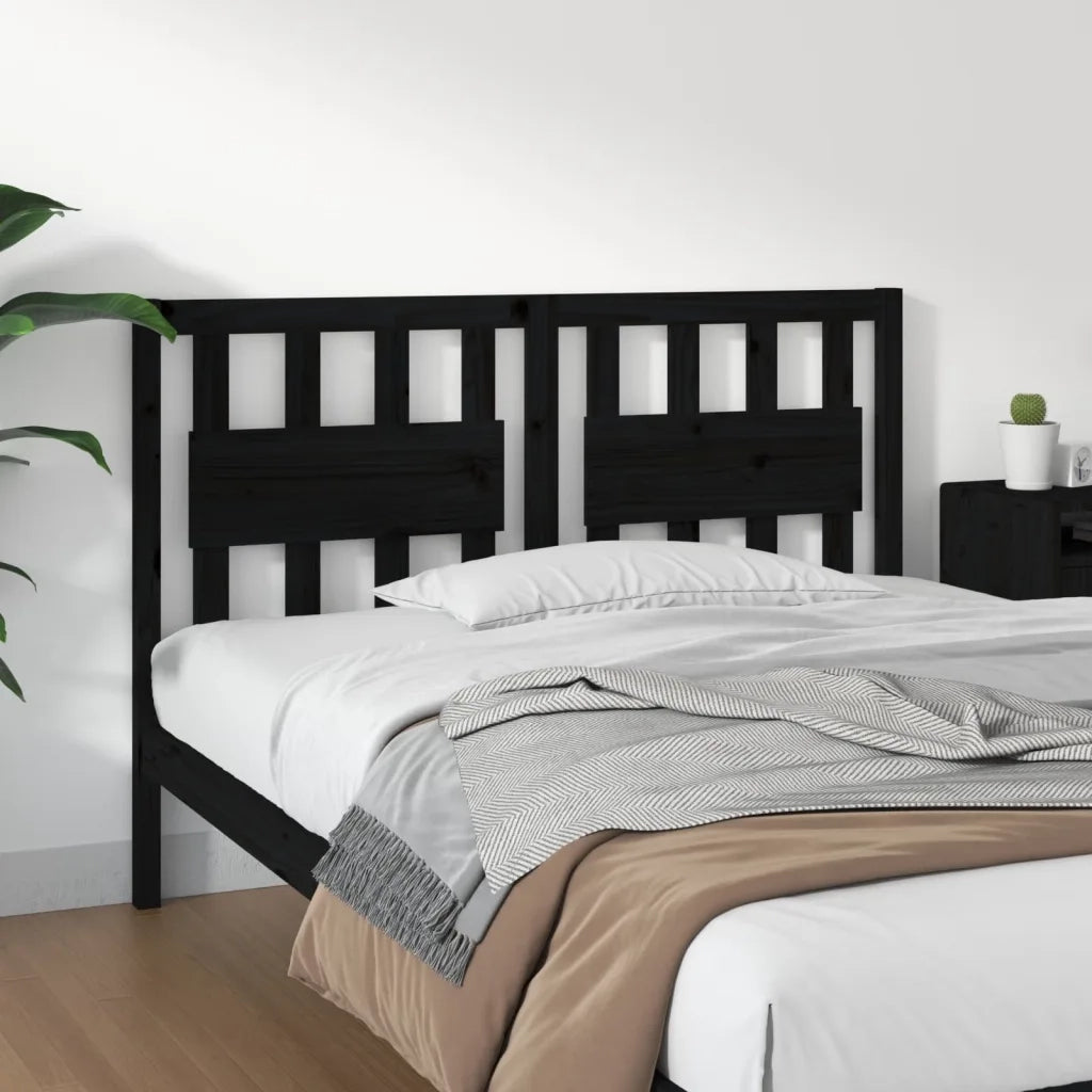 Testiera | Testata per Letto Nera 125,5x4x100cm in Legno Massello di Pino