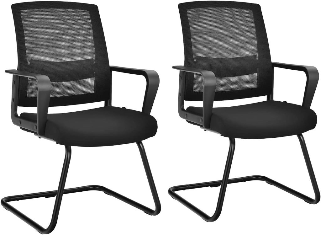 Sedia da ufficio, per riunioni e riunioni, ergonomica, con braccioli e supporto lombare, struttura in metallo, portata fino a 136 kg, seduta imbottita