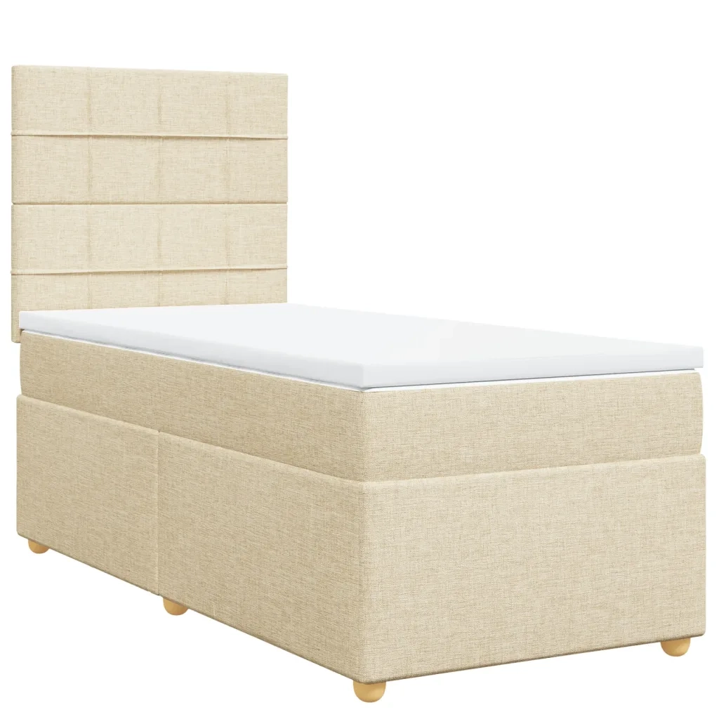 Giroletto a Molle con Materasso Crema 100x200 cm in Tessuto