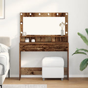 Tavolo da Toeletta con Luci LED - Legno Vintage - 100x41x135 cm
