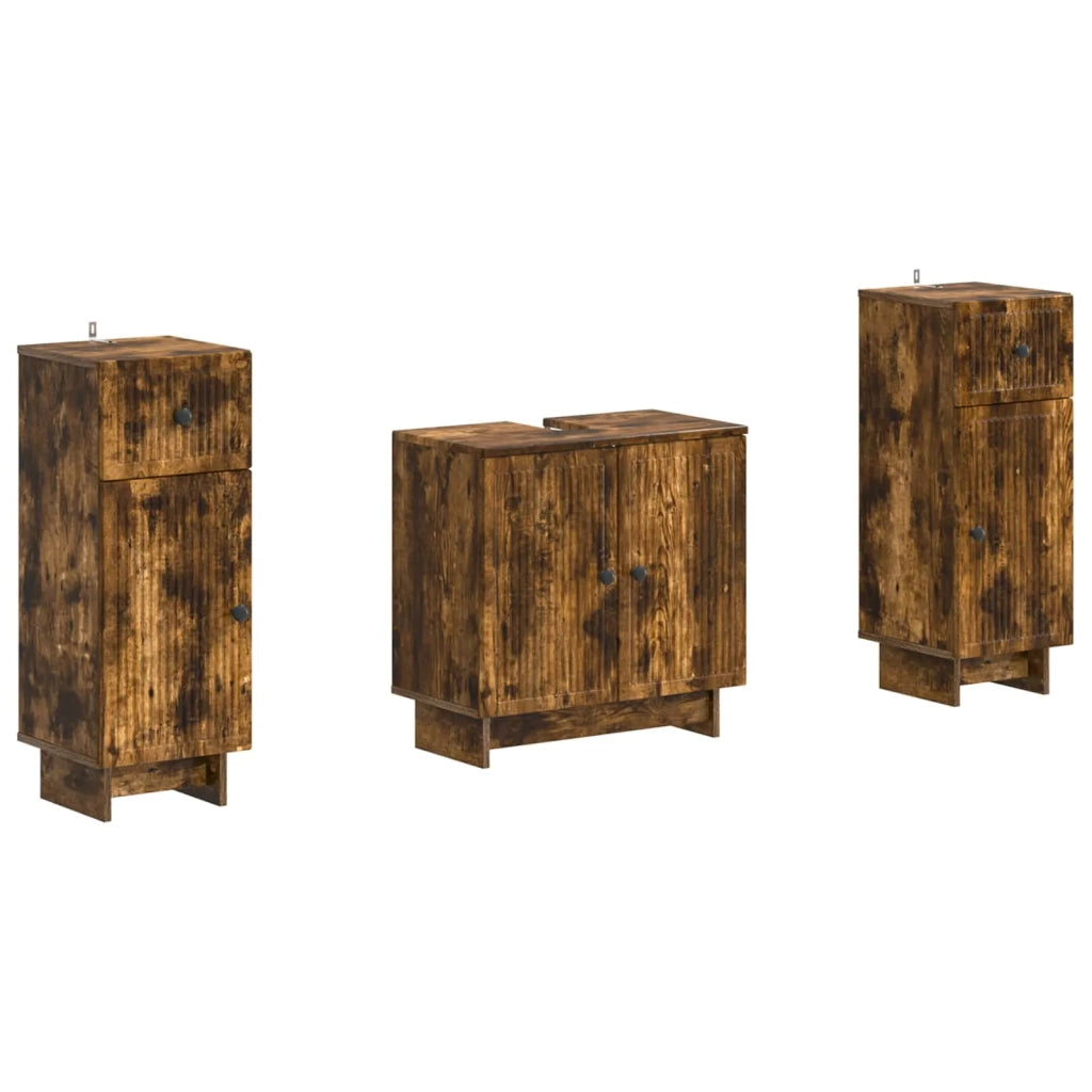 Set di Armadi da Bagno da 2 Pezzi EDE Rovere Fumo 3417986