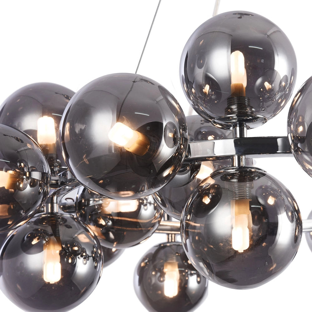 Maytoni Lampadario contemporaneo Dallas 25 luci G9 cromo metallo vetro soffiato fumè