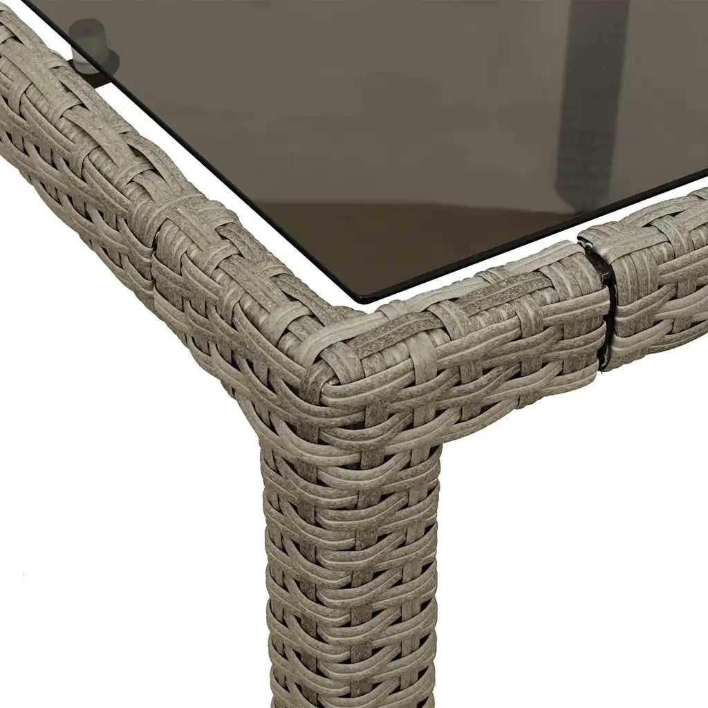 Tavolo Giardino Piano Vetro Grigio Chiaro 90x90x75cm Polyrattan 368122
