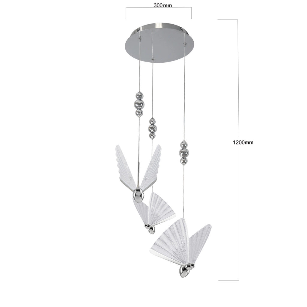 Lampadario rotondo Mariposa cromo LED CCT 24W Light Prestige