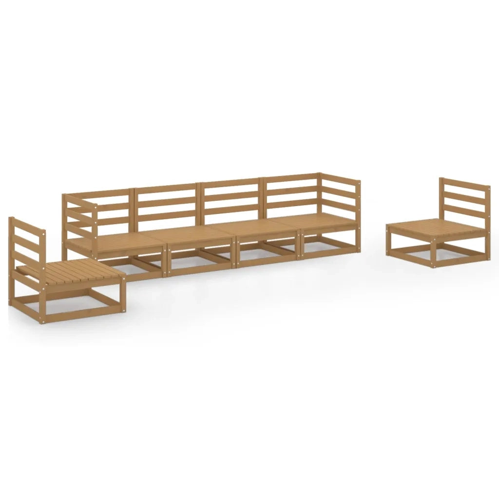 Set Salotto da Giardino 6pz Marrone Ambra Legno Massello Pino 3075402