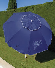 Parasole per mare con ventilazione 180 cm asta inclinabile punta wisteria e doppia sicurezza a doppia imbottitura UPF 50+ UV - Blu Reale 180 CM