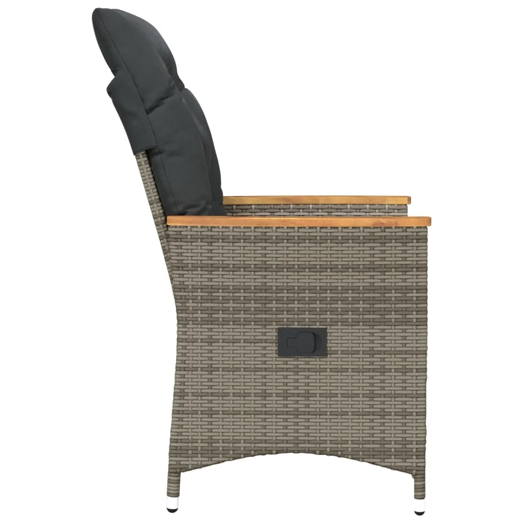 Sedie da Giardino Reclinabili 2 pz | Sedie da Esterno e Cuscini Grigio Polyrattan