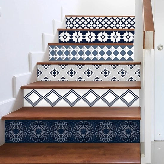 Set di adesivi per piastrelle da 12 - Adesivi per piastrelle acqua-resistenti - Adesivo self-adesivo e staccabile - Per superfici liscie - 100 cm x 18 cm - Blu - Piastrelle