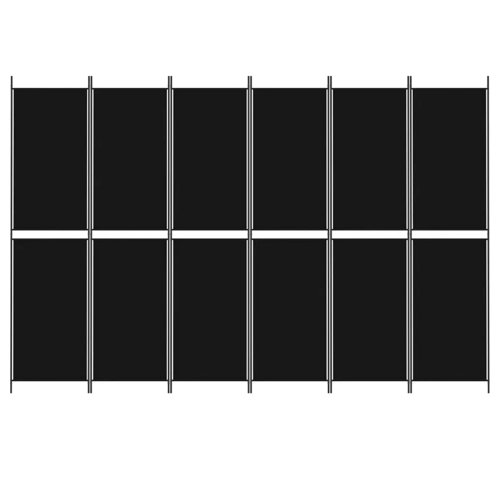 Divisorio a 6 Pannelli Nero 300x200 cm in Tessuto 350241