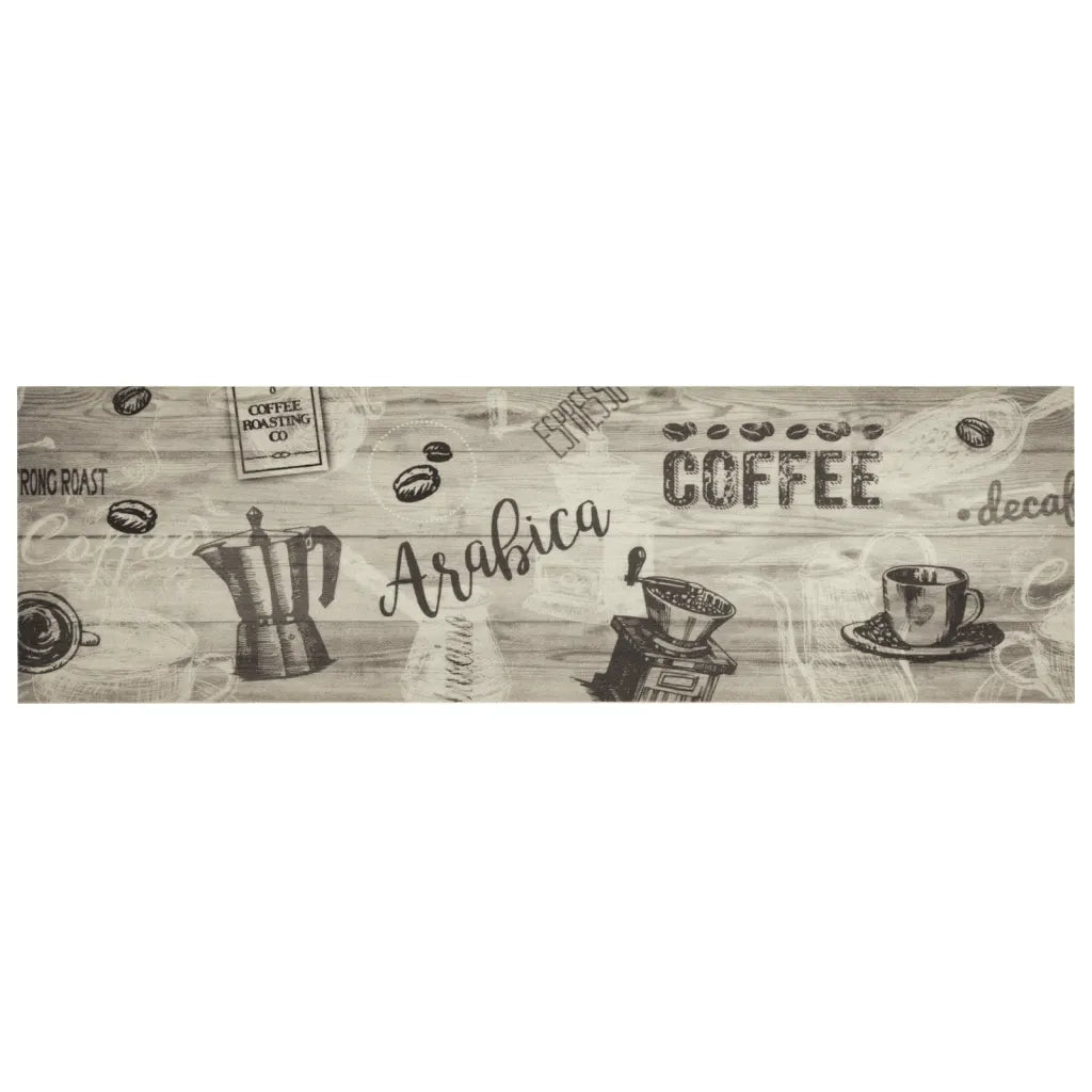 Tappeto da Cucina Lavabile Grigio Caffè 45x150 cm in Velluto 4005581