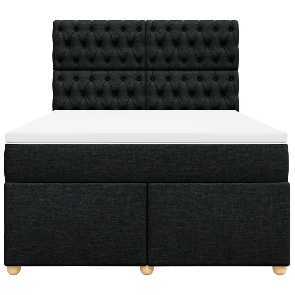 Giroletto a Molle con Materasso Nero 140x190 cm in Tessuto