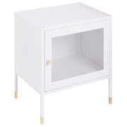 Comodino metallo bianco 45 x 35 cm ante a rete camera da letto moderna industriale