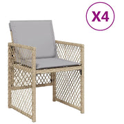 Sedie da Giardino con Cuscini 4 pz | Sedie da Esterno Beige Misto in Polyrattan