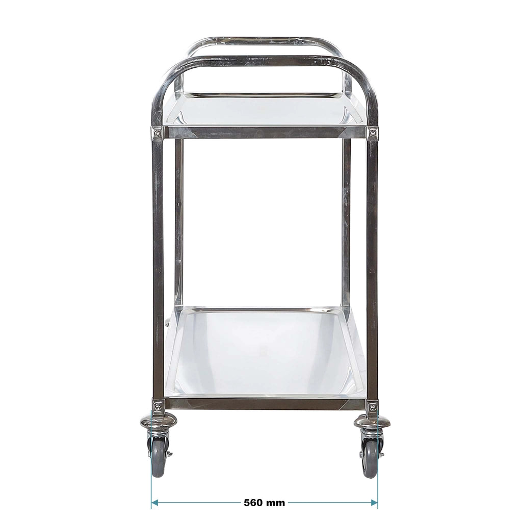 Carrello portavivande in acciaio inox 2 ripiani freni max 150kg Carrello da cucina